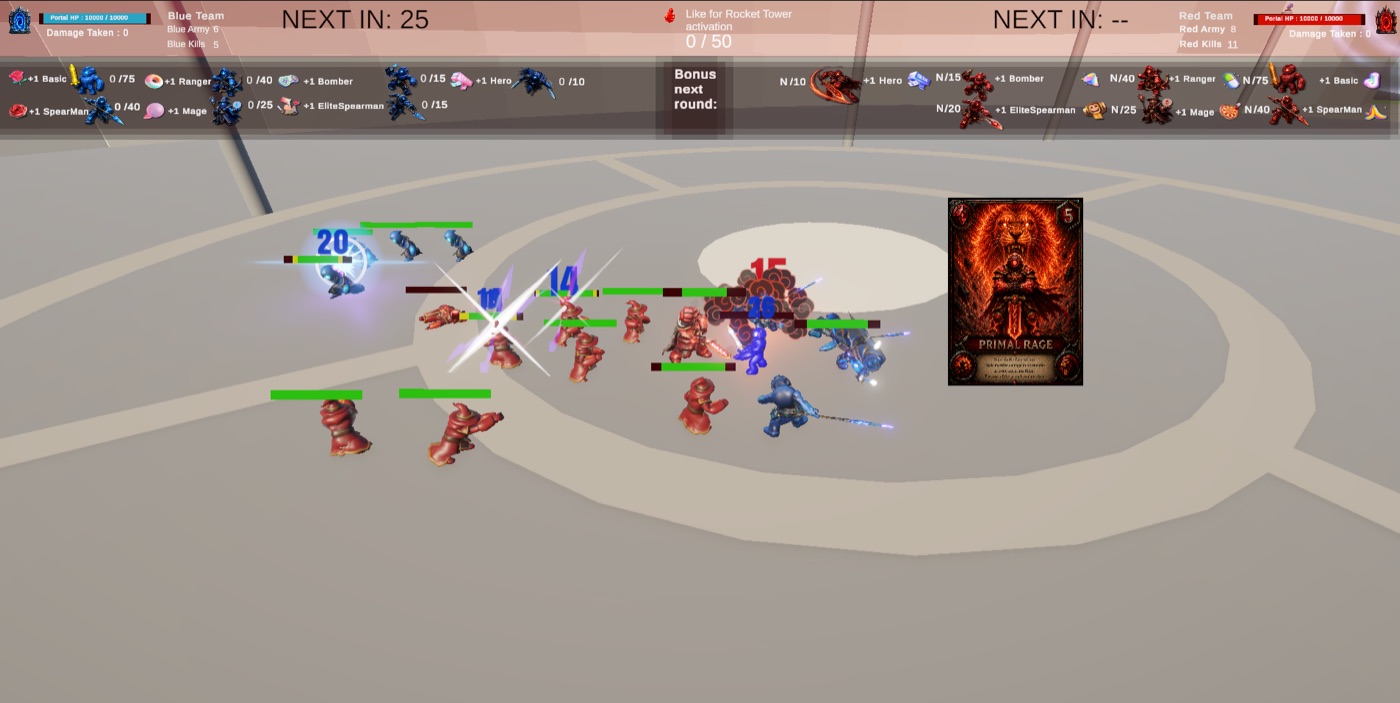 A critical hit lands for 88 as a blue golem breaks the red line